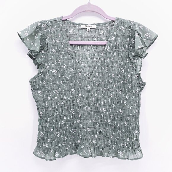 Madewell Lucie V-Neck Smocked Top - Picture 1 of 8
